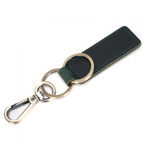 Flat Leather Key Ring – Greenish Blue
